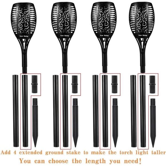 4PCs Solar Torch Lights Outdoor, 43 inch 96 LED, Waterproof Landscape Garden - Picture 3 of 7